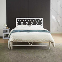 Cadre de lit simple en métal moderne et minimaliste en fer forgé noir avec tête et pied de lit, design portable, aucun sommier tapissier nécessaire