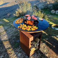 Barbecue Grill Bon Marché en Acier Corten 80 CM, Brasero Foyer Extérieur Portable à Charbon pour Jardin, Four de Cuisson BBQ