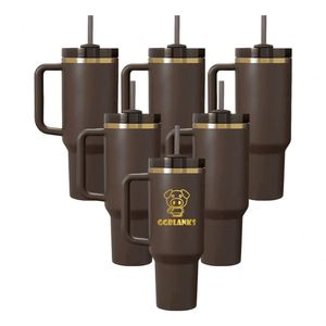 Custom LogoBulk H2.0 30oz Stainless Steel Tumblers Powder Coated Vacuum Insulated Lid Chocolate Gold Laser Engraving - Product Image 4