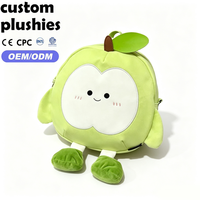 Mochila de Peluche de Manzana Roja Sonriente, Adorable Mochila de Fruta de Dibujos Animados con Extremidades y Hojas, Regalo para Niños