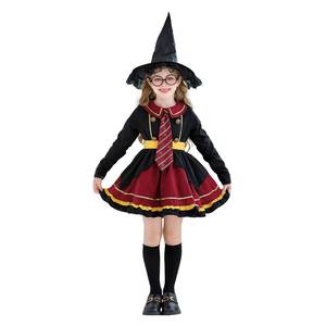 Ensemble de costumes d'inspiration sorcière pour enfants avec chapeau et baguette, tenue de cosplay d'Halloween pour filles - Product Image 2