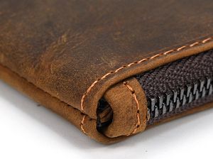 ขายดีกระเป๋าสตางค์ผู้ชายหนังแท้แบบยาวกระเป๋าใส่บัตรมีซิปแบบวินเทจหนังม้าบ้ากระเป๋าเงินสดแบบเรียบง่ายสำหรับทุกเพศ - Product Image 2