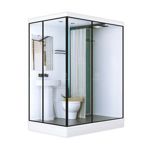 Mampara de <span class=keywords><strong>Ducha</strong></span> Moderna Negra con Puerta Abatible de Vidrio, Marco de Aluminio y <span class=keywords><strong>Plato</strong></span> de Cerámica para Sala de Estar, Hotel, Oficina o Baño - Product Image 3