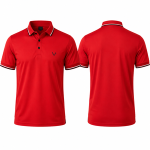 เสื้อโปโลสีแดงพรีเมียม แขนสั้น ระบายอากาศได้ดี แห้งเร็ว คุณภาพสูง ปักโลโก้ตามสั่ง สำหรับผู้ชาย ผลิตในจีน - Product Image 2