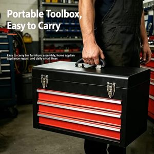 Coffret à outils métallique à 3 tiroirs de 108 pièces, ensemble complet de clés à douille Cr-V, pinces, tournevis, boîte à outils pour réparation automobile et <span class=keywords><strong>garage</strong></span> - Product Image 6