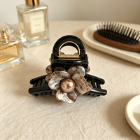 Pince à Cheveux Florale 3D à Fixation Forte, Dorée, à Ressort, pour Cheveux Épais, Effet Coquille Irisée, Ornement Quotidien pour Cheveux