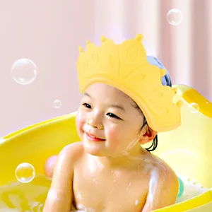 Waterproof Baby Shower Cap Kids Hair Wash Protector Bath Safety Products Soft Visor Hat Adjustable Crown Shape Shampoo Bath Cap