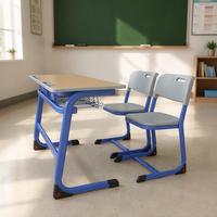 Ensemble de bureau et chaise double ergonomique moderne en métal réglable pour l'école