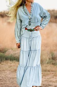 <span class=keywords><strong>Gonna</strong></span> Lunga Estiva Sexy e Casual in Denim Vintage a <span class=keywords><strong>Vita</strong></span> <span class=keywords><strong>Bassa</strong></span> per Donne, Stile Europeo e Americano, Versatile per Vacanze - Product Image 3