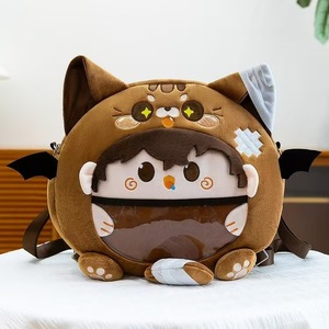 Sac à dos bandoulière double usage pour filles, style japonais, best-seller, inspiré de l'anime, avec poupée en peluche de dessin animé et sac transparent à motifs. - Product Image 4