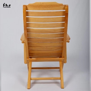 Mobilier d'extérieur en bois de chêne massif durable Chaise longue de plage pliable confortable avec accoudoirs pour la chambre à coucher ou la plage - Product Image 5