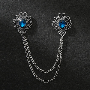 Acessórios de Moda Estilo Britânico: Broche de Corrente Clássico Masculino com Gema Preta, Alfinete de Colarinho para Terno, Joia com Borla para Gravata Borboleta, Casamento e Noivado - Product Image 5