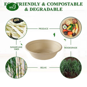 Bol rond en bagasse VVG OEM ODM, compostable, jetable, en canne à sucre, taille personnalisée pour salade, soupe, <span class=keywords><strong>poke</strong></span>, riz, fruits - Product Image 4