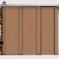 Porte cachée de luxe en bois d'aluminium plaqué chêne noyer teck finition grain de bois porte cachée