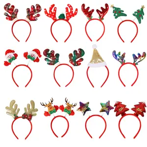 Christmas Headband Reindeer Antler Xmas Tree Head Hat Reindeer Headbands Santa Ornaments Christmas Decorations Gifts