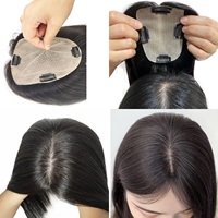Topper de cheveux naturels pour femmes, 20 pouces, couleur naturelle, base en soie, à raie libre, le plus vendu