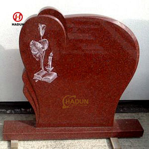 Pierre tombale et monument <span class=keywords><strong>en</strong></span> granit rouge sculpté <span class=keywords><strong>en</strong></span> forme de croix avec tête de mort <span class=keywords><strong>en</strong></span> forme de cœur <span class=keywords><strong>pour</strong></span> <span class=keywords><strong>tombe</strong></span> - Product Image 3