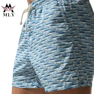 MLY Wholesale design fish print board shorts casual men swimwear shorts