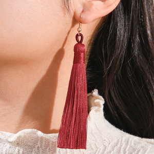 Hexagon <b>Drop</b> Earrings Red Tassel Vintage Copper Alloy Women's Party Jewelry - Product Image 4