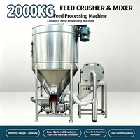 Broyeur et mélangeur d'aliments sans poussière de 2000 kg, grande machine de broyage et de mélange verticale à aspiration automatique pour les grandes exploitations d'élevage