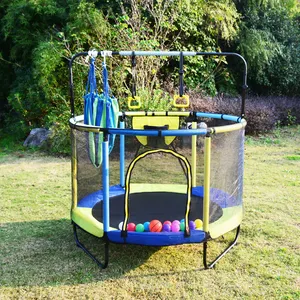 Venta al por mayor caliente de acero inoxidable redondo al aire libre anti-caída trampolín con columpio para el entretenimiento de los niños