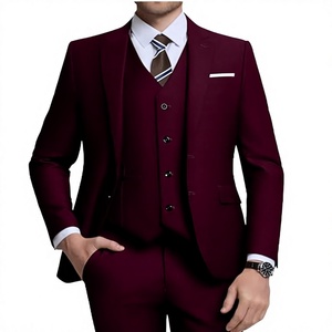 YIHONG Men 2-Piece Business Suits Elegant Solid Slim Fit V-neck Single-Breasted Breathable Beaded Button Fly Party Blazer <b>Pants</b> - Product Image 3