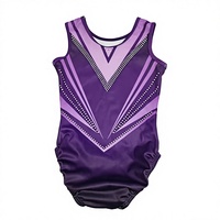 Justaucorps de gymnastique et de danse pour enfants, sexy, violet, avec strass, respirant, 100% nylon, style personnalisé par sublimation