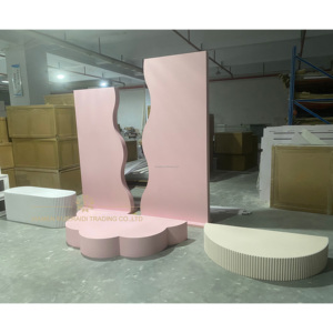 <span class=keywords><strong>Plataforma</strong></span> de Escenario Semicircular de Acrílico para Decoración de Fiestas, <span class=keywords><strong>Plataforma</strong></span> de Boda Blanca con Ondas - Product Image 3