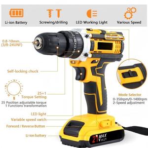 Trapano Elettrico Personalizzabile ad Alta Potenza, Utensile Elettrico Portatile Senza Fili, Trapano a Percussione Senza Fili - Product Image 3