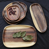 Accessoires de cuisine irréguliers ensemble d'assiettes en bambou assiette en bois assiette de service en Acacia 5 pièces