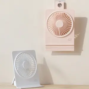 USB Rechargeable Folding Desk Fan with Phone Holder for C-C Charging - Mini Portable Square Fan