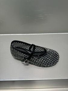 <span class=keywords><strong>Zapatos</strong></span> Planos Mary Jane de <span class=keywords><strong>Mujer</strong></span> con Pedrería, Malla Calada, Piel Genuina, Correa Ajustable con Hebilla, Forro de Piel de Cerdo y Tacón Bajo, OEM ODM - Product Image 3