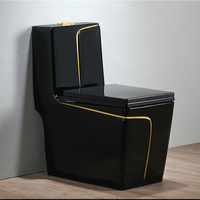 Toilette électronique de luxe avec capteur, style japonais doré, WC sans réservoir pour salle de bain 	 Cuvette de toilette noire