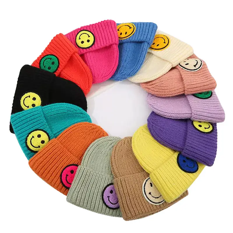 Yulan RTS cara sonriente sombrero de punto diseño de moda Otoño e Invierno niños sombreros niño y niña bebé cálido casual sombreros de lana