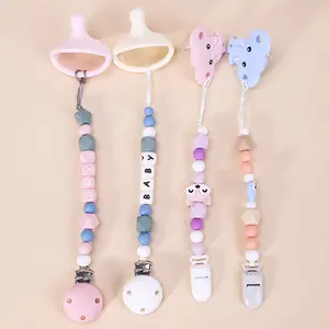 China Hersteller Großhandel Silikon Baby Kaubare Schnuller Clips Halter Dummy Chain Clip