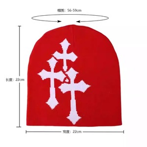 Knit <strong>Beanie</strong> with Cross Pattern Unisex Soft Jacquard Cap <strong>Cool</strong> Street Outdoor Sports Earflap Hat - Product Image 4