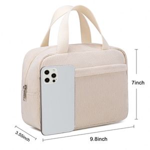 BSCI Factory Makeup Bag for Women Corduroy Travel Cosmetic Tote Large <b>Make</b> <b>Up</b> Organizer Toiletry Bags Zipper <b>Pouch</b> Purse - Product Image 2