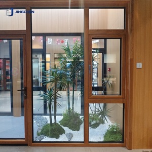 Fenêtre coulissante moderne en aluminium et bois <span class=keywords><strong>composite</strong></span> avec rupture de pont thermique, double vitrage Low-E pour villa de luxe - Product Image 2