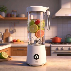 Blender à jus portable mini 400 ml pour la maison, 6 lames en acier inoxydable 304, fonctionne sur piles pour un mixage rapide des smoothies - Product Image 1