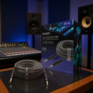 Câble de haut-parleur 6,35 mm mâle vers 6,35 mm mâle 15 m gris foncé pour connexion audio - Product Image 3