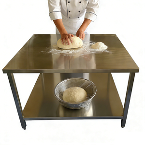 HELAXEN Ticari Paslanmaz Çelik Tezgah - Ayarlanabilir Yükseklikli Ayaklar Fırçalanmış Mat Kaplama 300 Kg/m Yük Kapasitesi Yiyecek Hazırlığı - Product Image 1