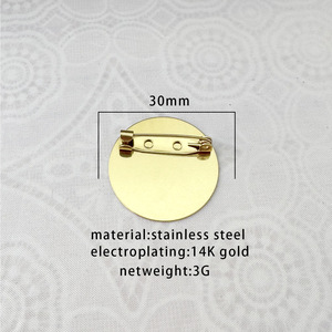 Base de broche en acier inoxydable plaqué or, plateau poli, personnalisable pour broche DIY, bijoux inaltérables, vente en gros - Product Image 3