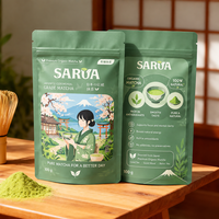 Sachet Mylar refermable imprimé sur mesure, pelliculage mat, résistant à l'humidité, pour emballage de thé et poudre de Matcha, pochette à fermeture éclair verticale
