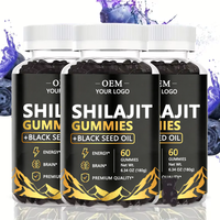 Gummies de mousse de mer à marque privée OEM avec huile de nigelle, ashwagandha, gingembre et shilajit