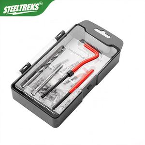 Steeltreks Kit d'installation d'inserts filetés pour réparation de filetage, comprenant un filtre à <span class=keywords><strong>taraud</strong></span> et une filière métriques <span class=keywords><strong>M6</strong></span> X 1.0, et une fraise <span class=keywords><strong>Helicoil</strong></span> - Product Image 1