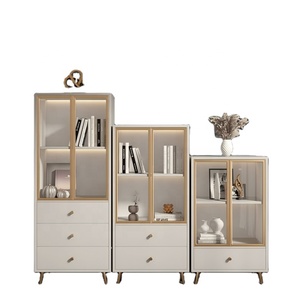 HMHF Solid <b>Oak</b> Drawer Cabinet for Bedroom/Living Room <b>Light</b> Luxury Modern Glass Bookcase Storage Cabinet Eco-Friendly Durable - Product Image 1