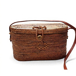 Rattan Shoulder <b>Bag</b> <b>String</b> Closure Natural Woven Handmade for Travel Casual Style and Daily Use From Vietnam - Product Image 1