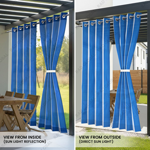Stripe Outdoor Curtain 180 GSM Blue White HDPE Knitted Fabric with UV Resistant Breathable Weave for Stylish Patio Privacy - Product Image 5