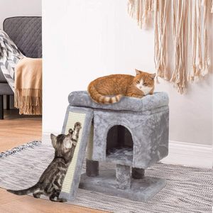 Vente en gros d'arbre à <span class=keywords><strong>chat</strong></span> en peluche <span class=keywords><strong>gris</strong></span> clair personnalisé Corée <span class=keywords><strong>chat</strong></span> jouant dans une grotte lit arbre en copropriété avec <span class=keywords><strong>griffoir</strong></span> en sisal pour grands chats - Product Image 3