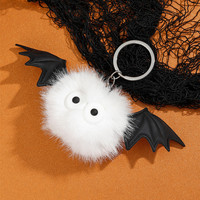 Porte-clés Halloween en peluche chauve-souris avec boule de fourrure, portable, isolé, petit monstre/fée en fourrure avec forme 3D